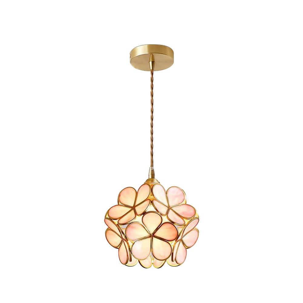 Modern Minimalist Glass Petal Pendant Lamp Brass Hanging Fixture for Kitchen Island