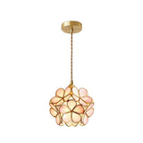 Modern Minimalist Glass Petal Pendant Lamp Brass Hanging Fixture for Kitchen Island