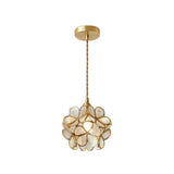 Modern Minimalist Glass Petal Pendant Lamp Brass Hanging Fixture for Kitchen Island