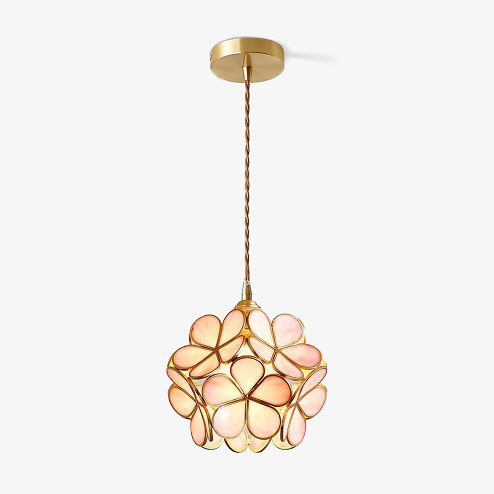 Modern Minimalist Glass Petal Pendant Lamp Brass Hanging Fixture for Kitchen Island