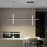 Modern Minimalist LED Linear Pendant Light Dimmable Long Strip Chandelier for Dining Room