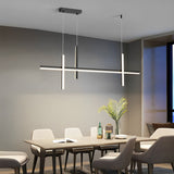 Modern Minimalist LED Linear Pendant Light Dimmable Long Strip Chandelier for Dining Room