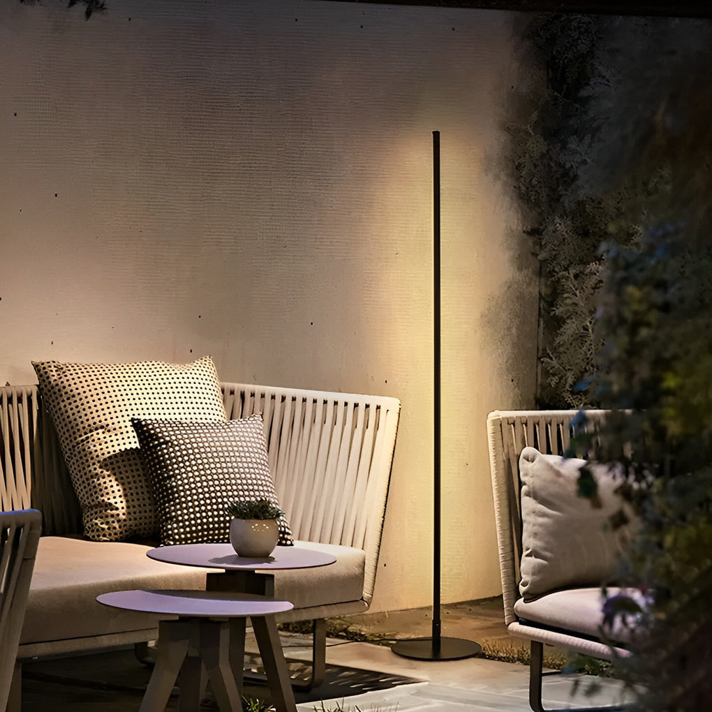 Modern Minimalist LED Outdoor Floor Lamp IP65 Waterproof Black Column Light
