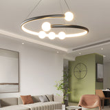 Modern Minimalist LED Ring Chandelier 3 Step Dimming Nordic Hanging Light for Bedroom Living Room