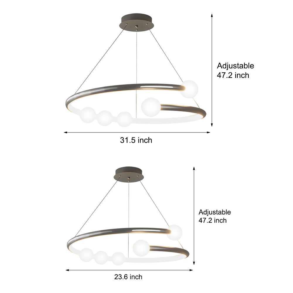 Modern Minimalist LED Ring Chandelier 3 Step Dimming Nordic Hanging Light for Bedroom Living Room