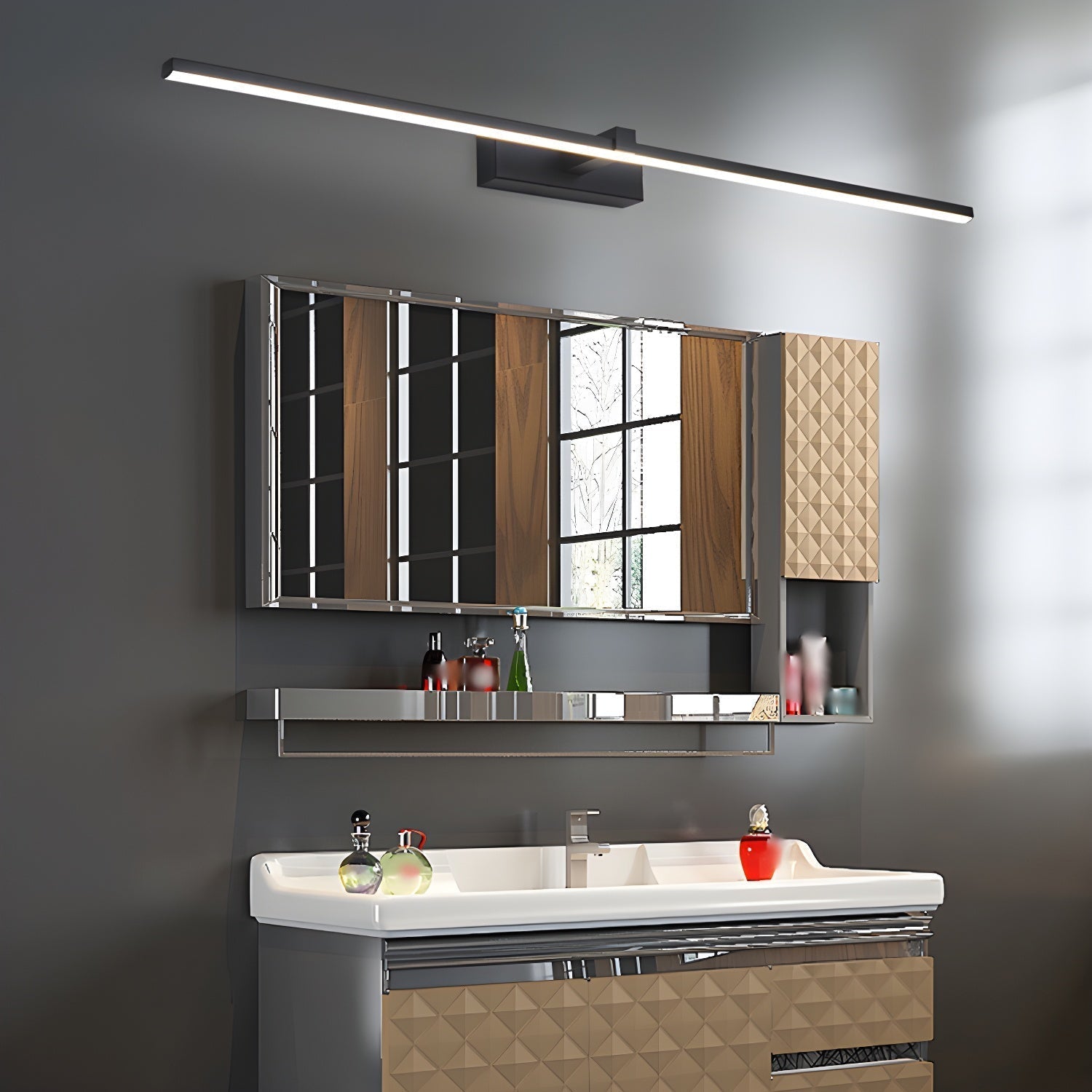 Modern Minimalist LED Wall Sconce for Bathroom Vanity and Mirror Lighting in Black Finish