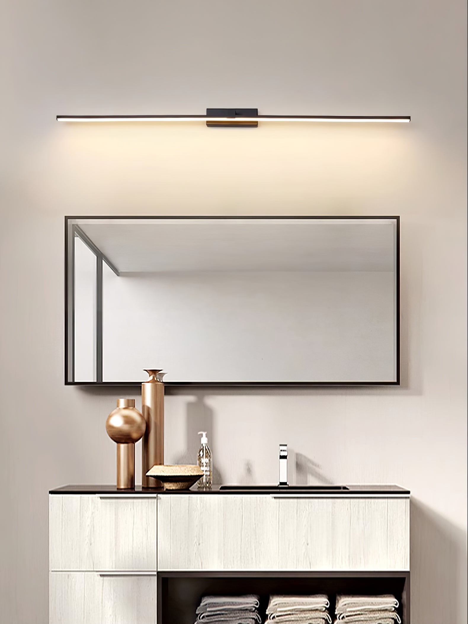 Modern Minimalist LED Wall Sconce for Bathroom Vanity and Mirror Lighting in Black Finish