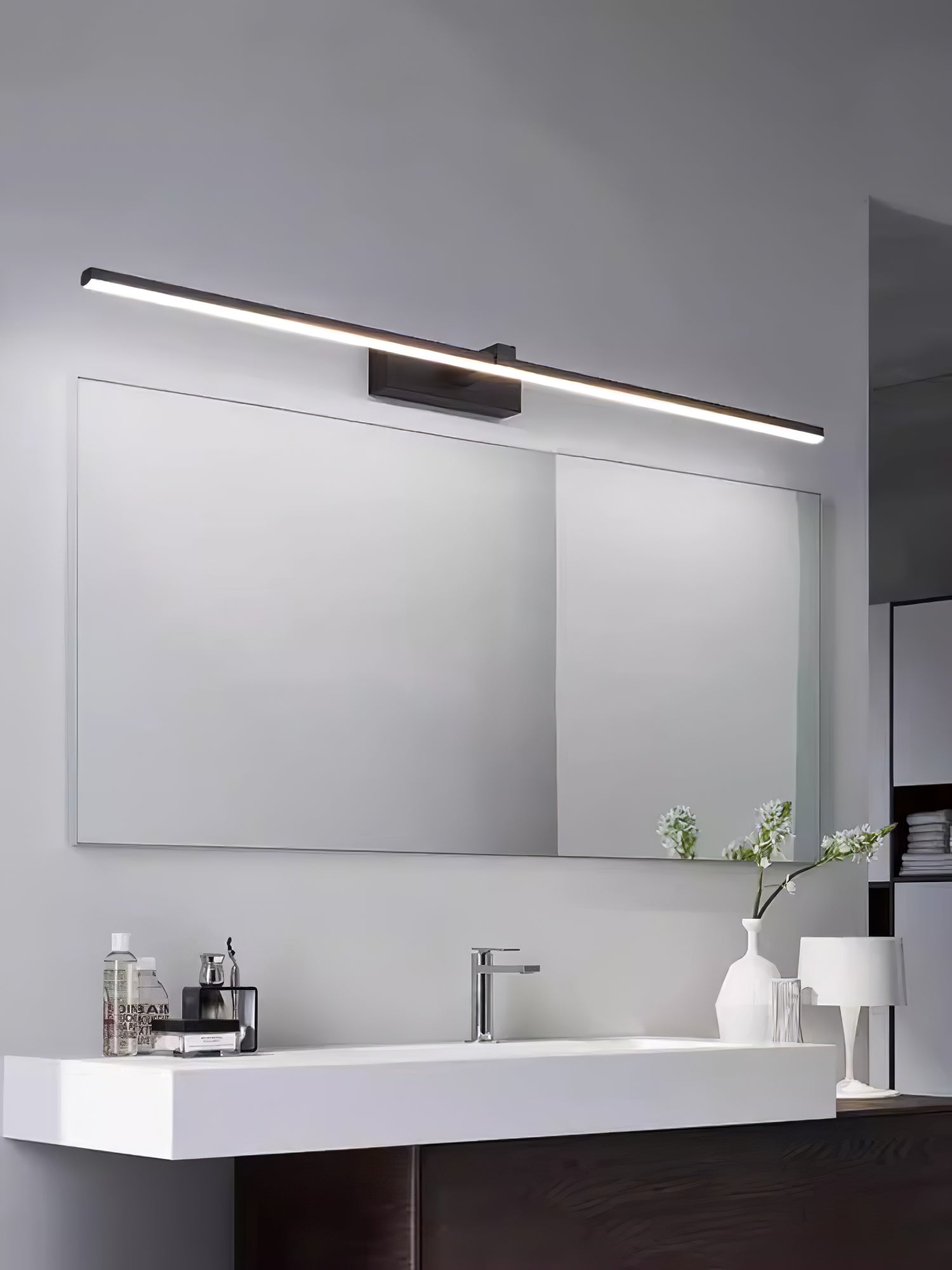 Modern Minimalist LED Wall Sconce for Bathroom Vanity and Mirror Lighting in Black Finish