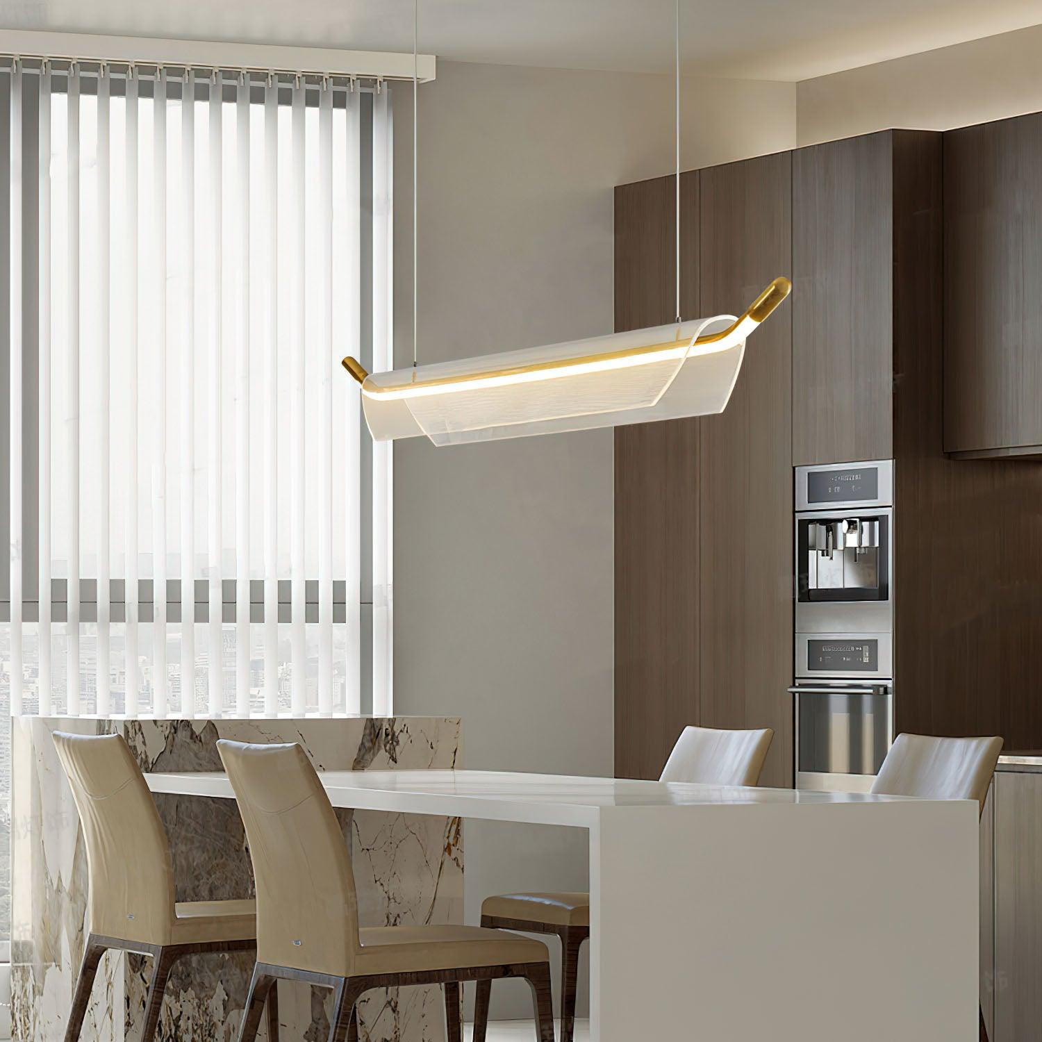 Modern Minimalist Linear Acrylic LED Pendant Light for Dining Room and Kitchen Island
