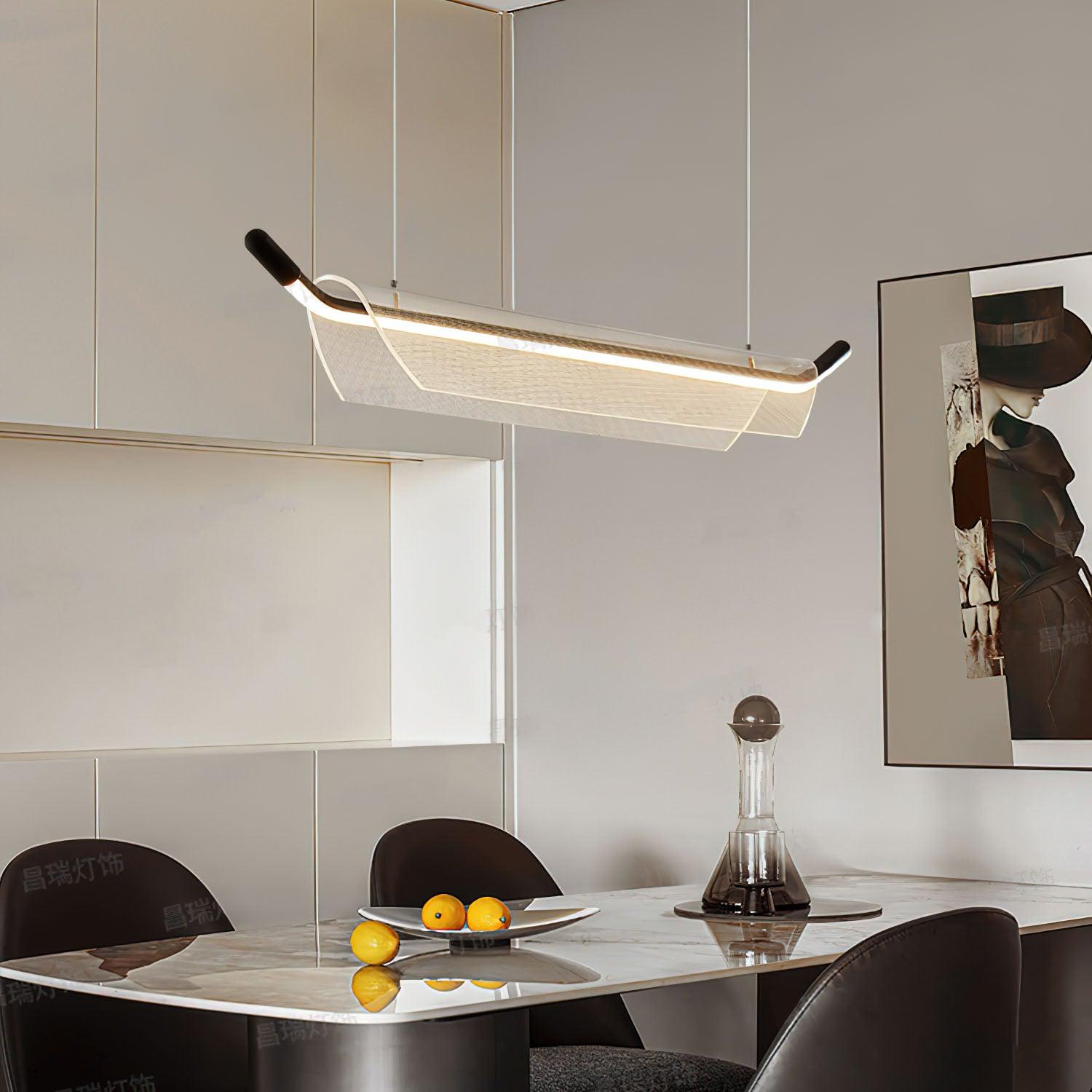 Modern Minimalist Linear Acrylic LED Pendant Light for Dining Room and Kitchen Island