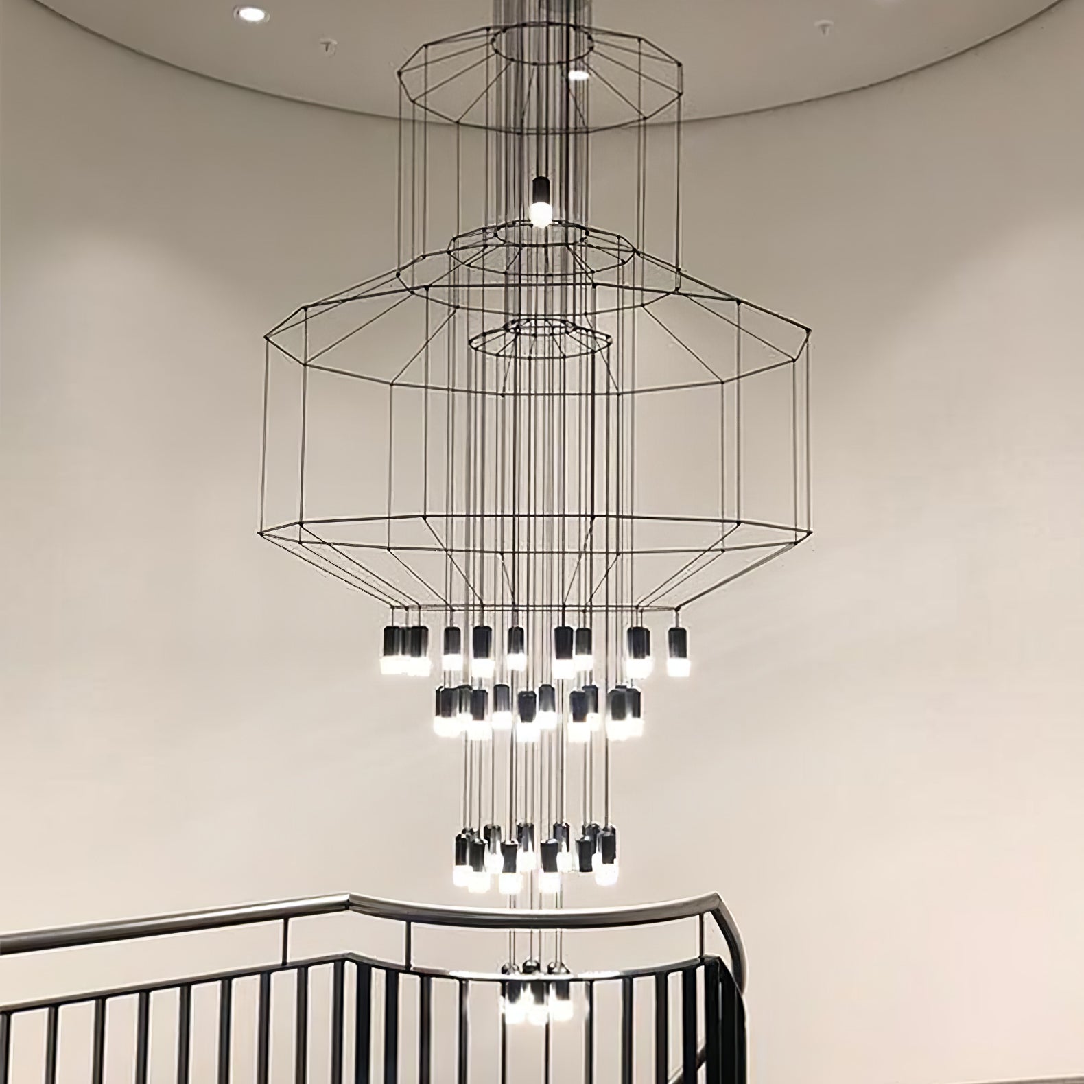 Modern Minimalist Linear LED Chandelier with Multi Head Design
