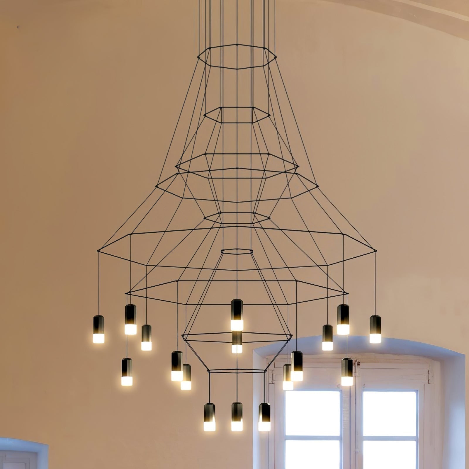 Modern Minimalist Linear LED Chandelier with Multi Head Design