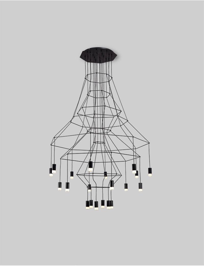 Modern Minimalist Linear LED Chandelier with Multi Head Design