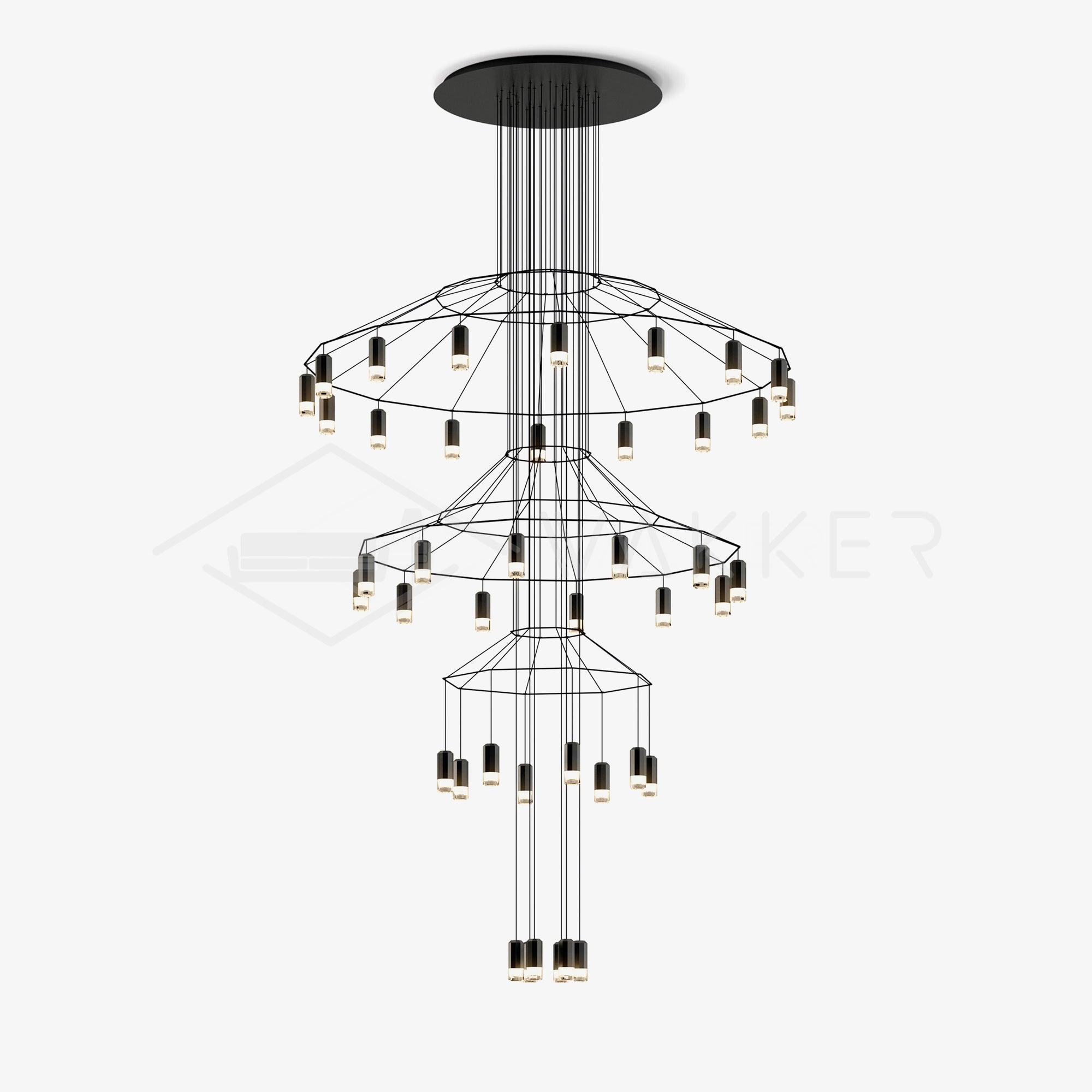 Modern Minimalist Linear LED Chandelier with Multi Head Design