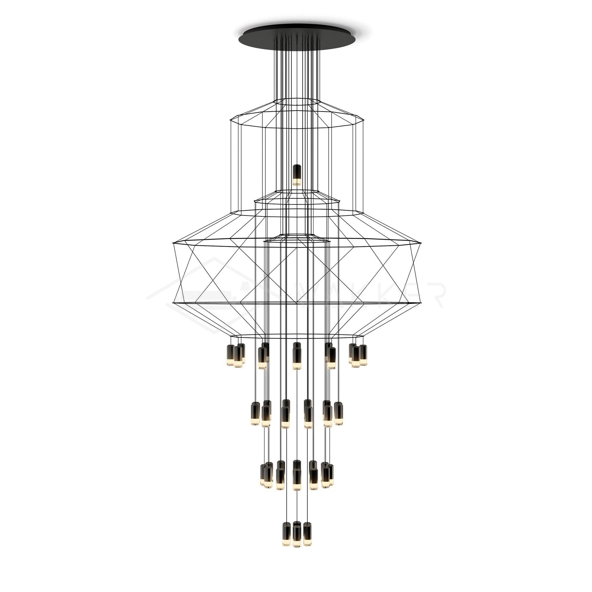 Modern Minimalist Linear LED Chandelier with Multi Head Design