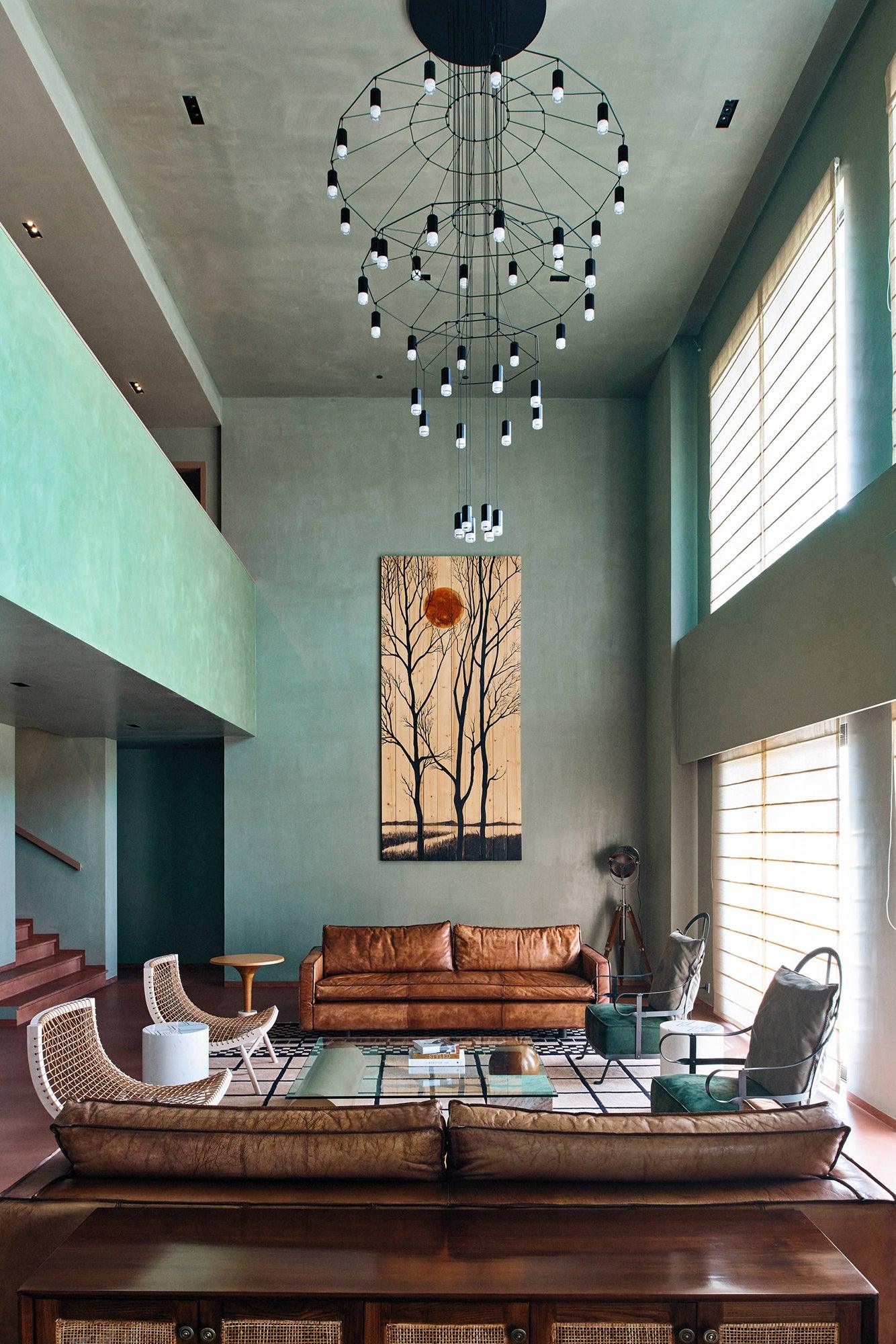 Modern Minimalist Linear LED Chandelier with Multi Head Design