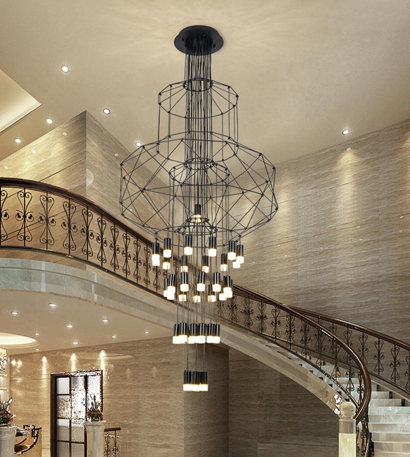Modern Minimalist Linear LED Chandelier with Multi Head Design