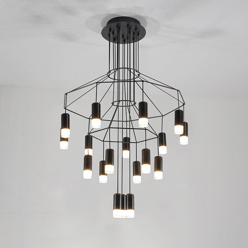 Modern Minimalist Linear LED Chandelier with Multi Head Design