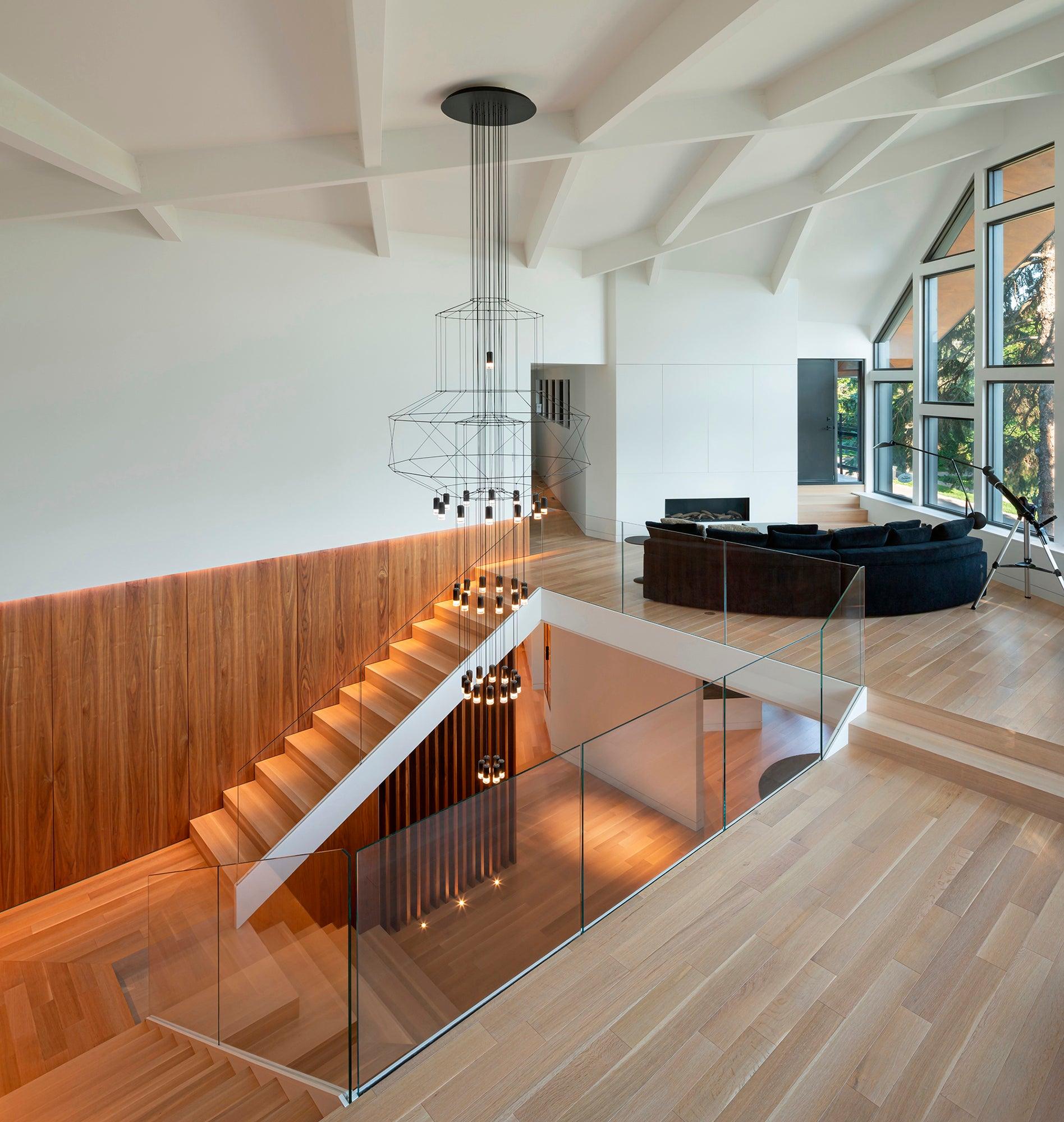 Modern Minimalist Linear LED Chandelier with Multi Head Design