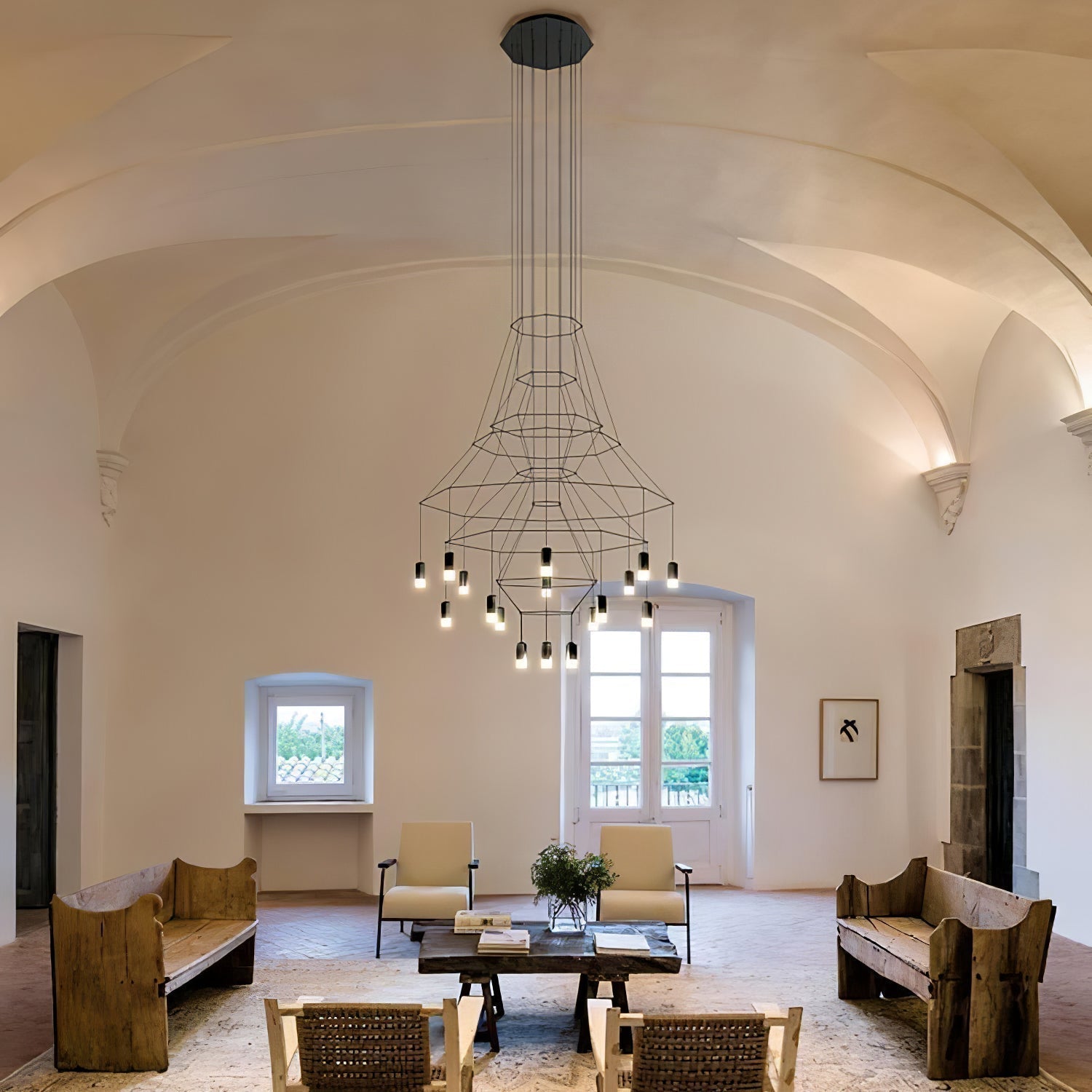 Modern Minimalist Linear LED Chandelier with Multi Head Design