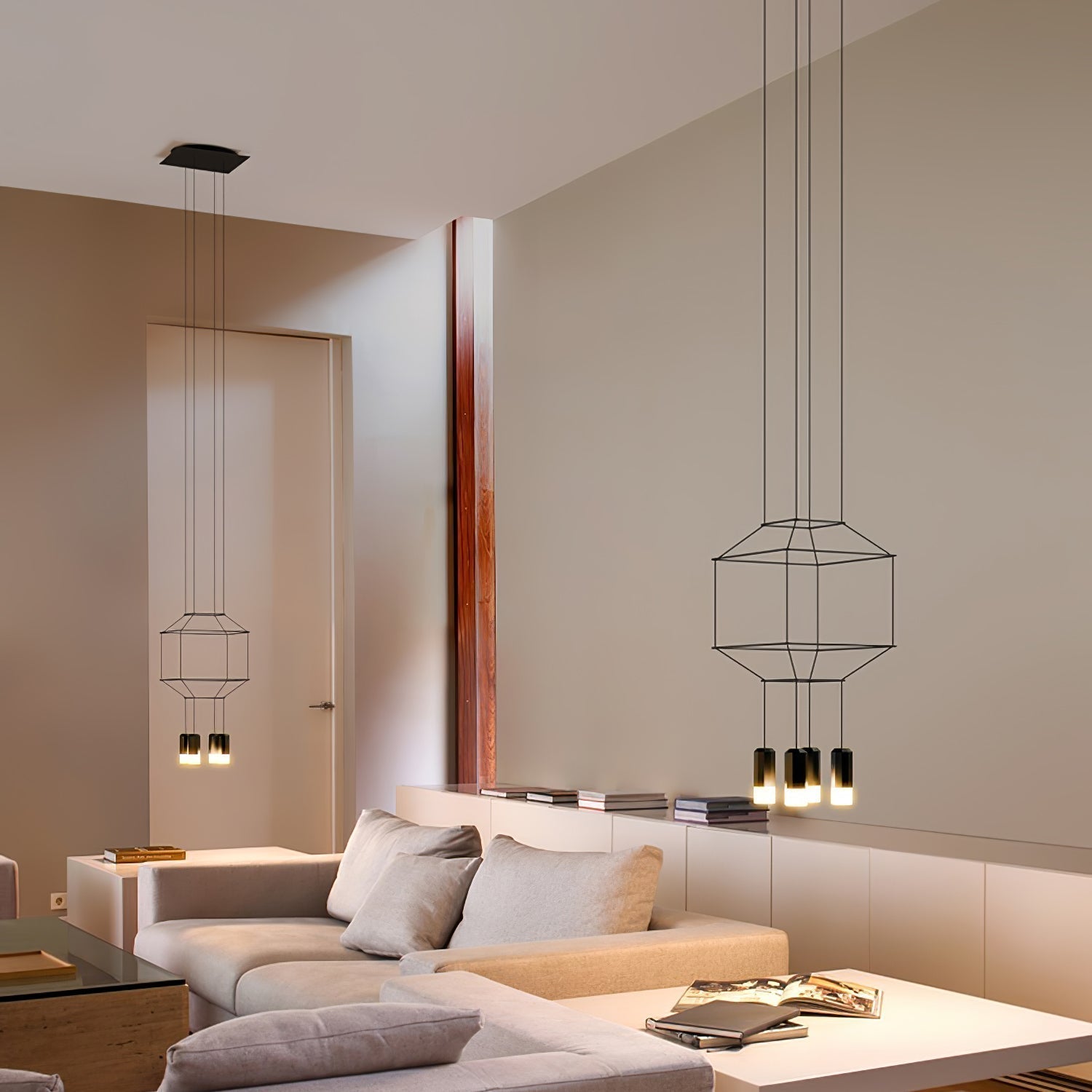 Modern Minimalist Linear LED Chandelier with Multi Head Design