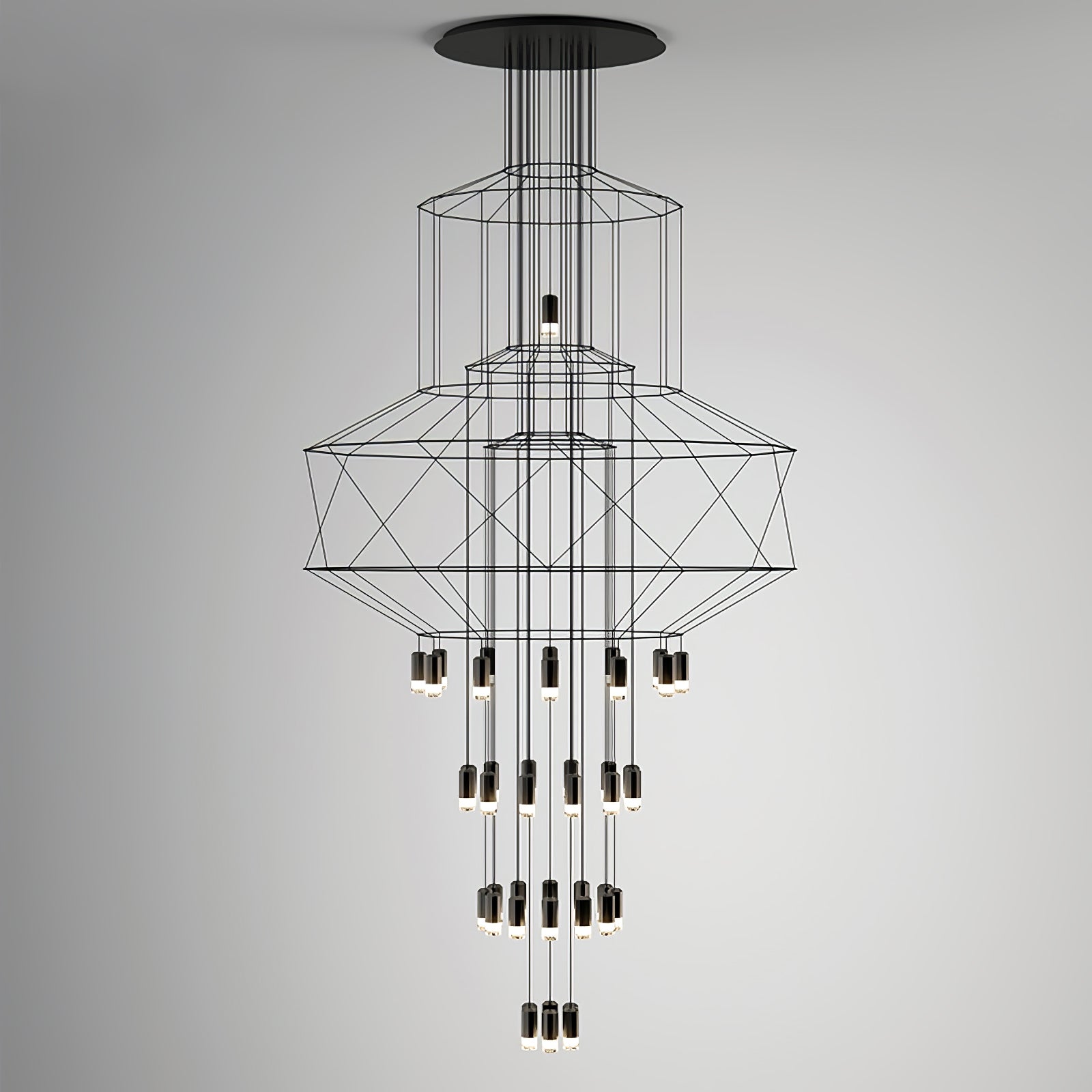 Modern Minimalist Linear LED Chandelier with Multi Head Design