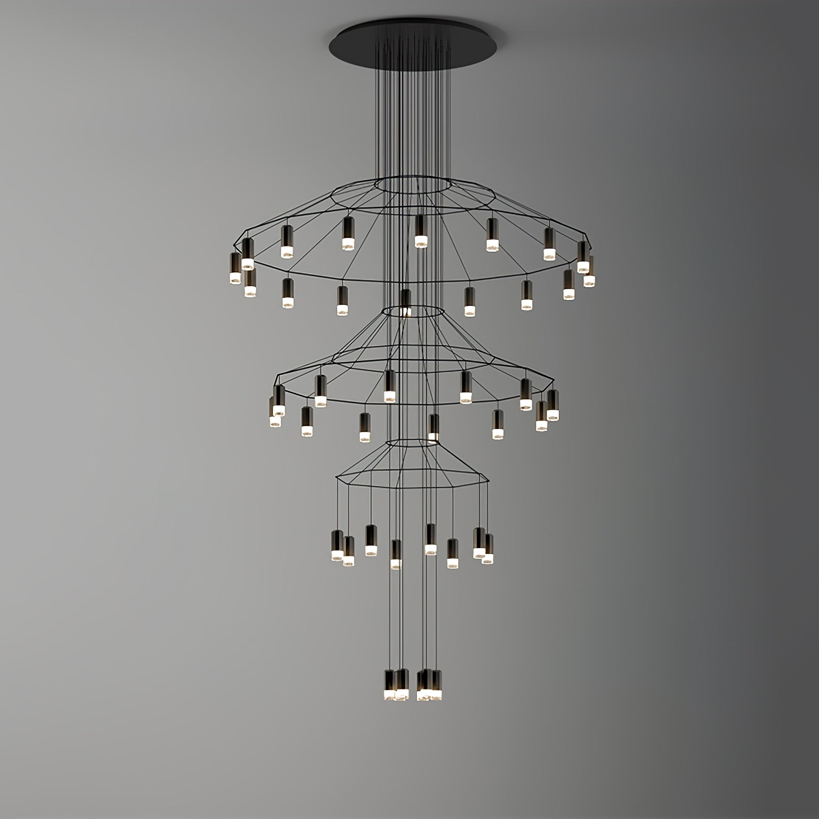 Modern Minimalist Linear LED Chandelier with Multi Head Design