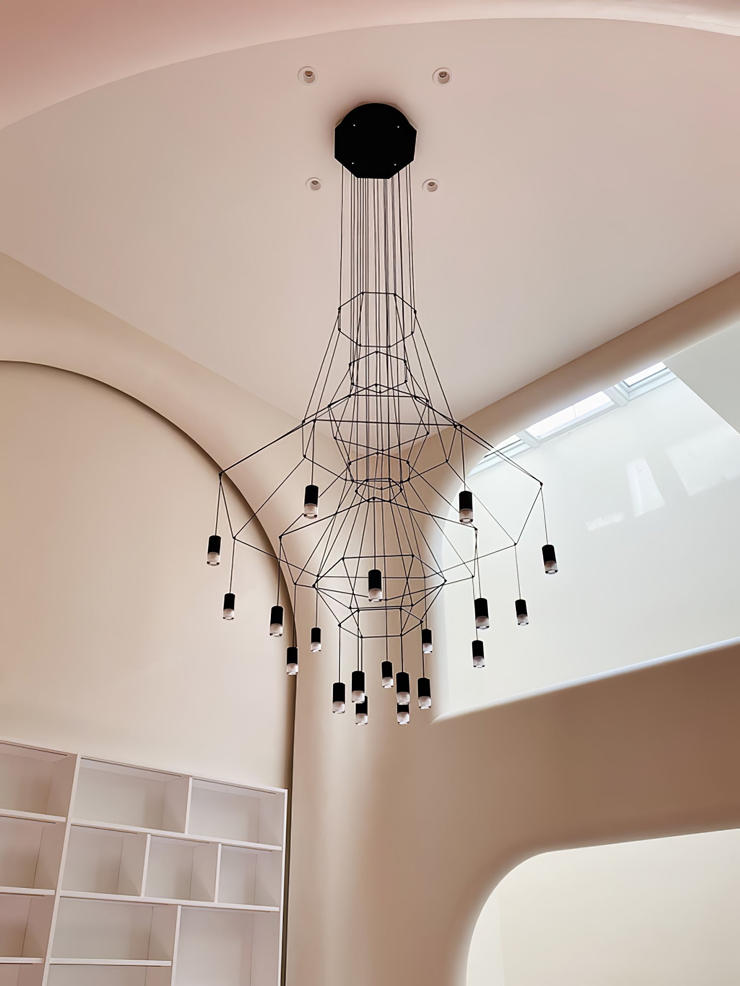Modern Minimalist Linear LED Chandelier with Multi Head Design