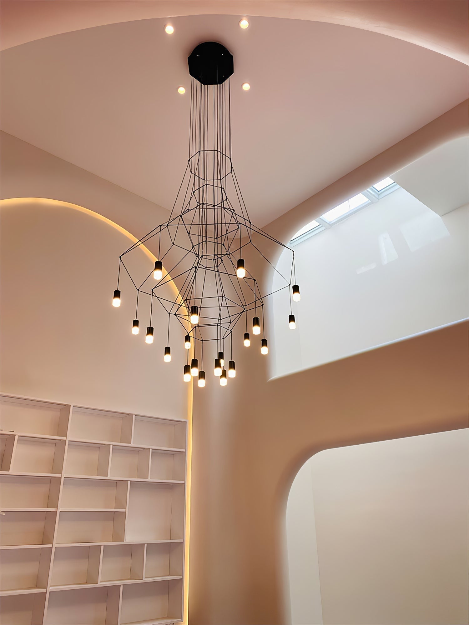 Modern Minimalist Linear LED Chandelier with Multi Head Design