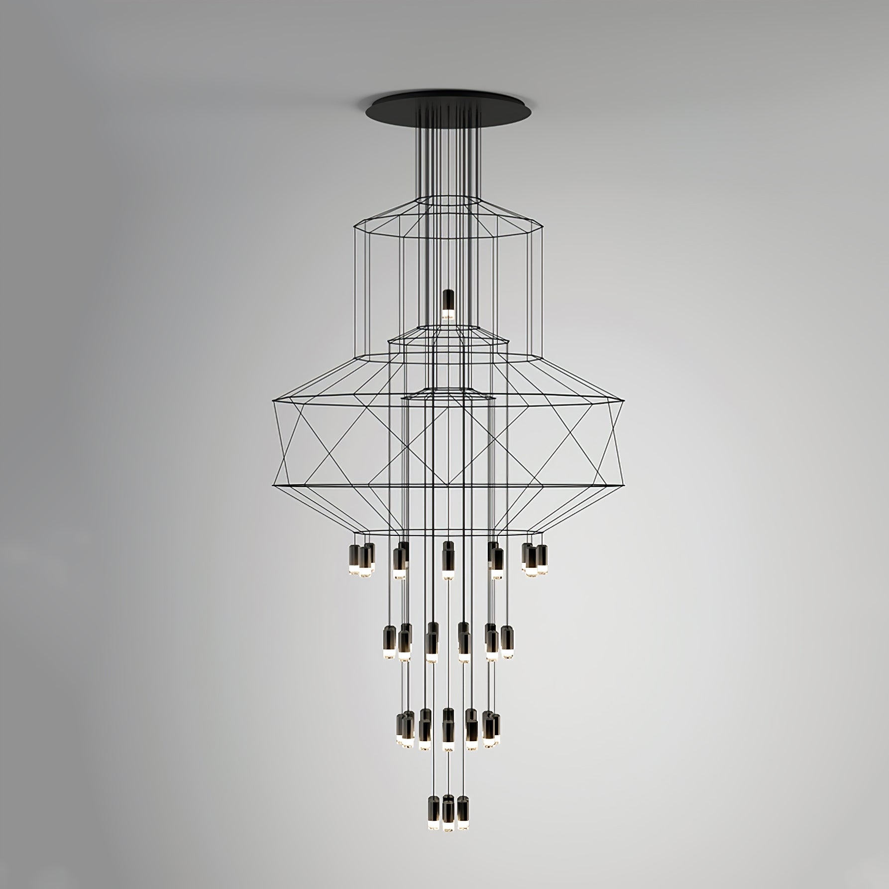 Modern Minimalist Linear LED Chandelier with Multi Head Design