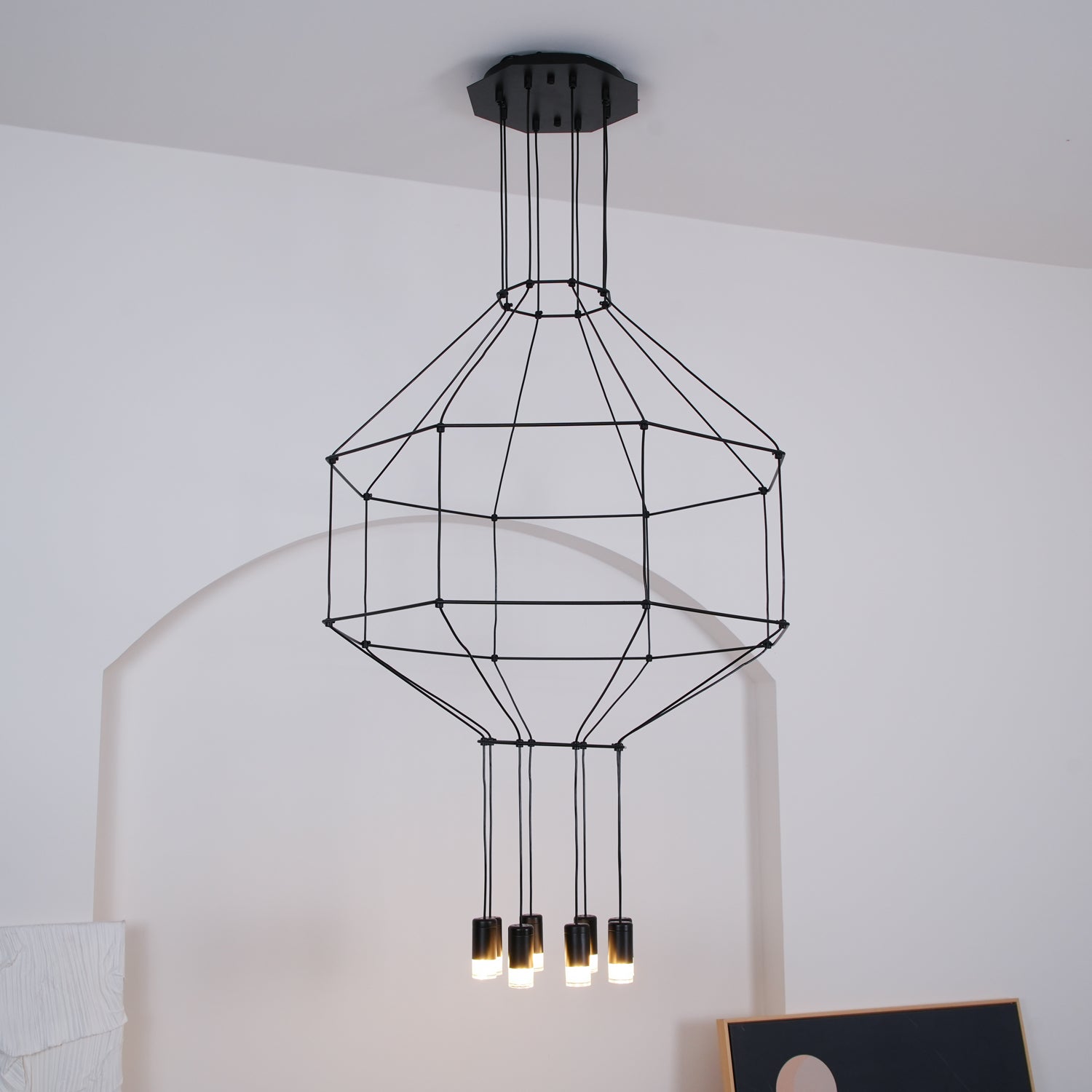 Modern Minimalist Linear LED Chandelier with Multi Head Design