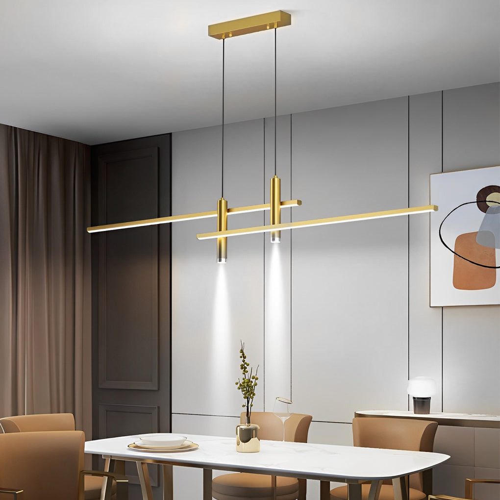 Modern Minimalist Linear LED Pendant Light Adjustable Dimmable Chandelier for Dining Room Bar
