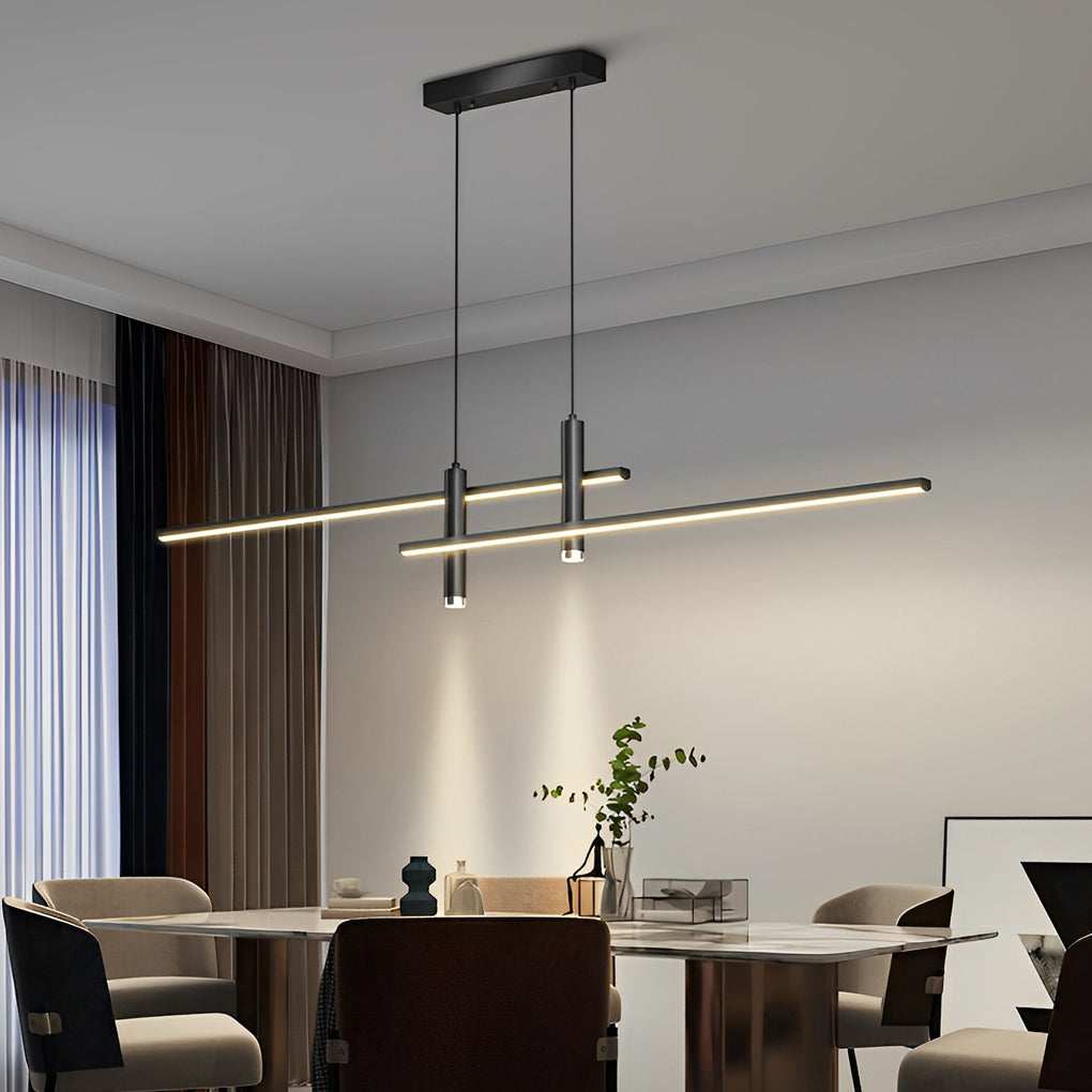 Modern Minimalist Linear LED Pendant Light Adjustable Dimmable Chandelier for Dining Room Bar