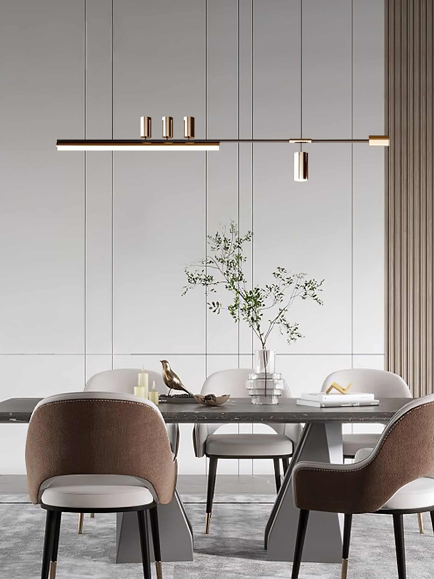 Modern Minimalist Linear LED Pendant Light for Kitchen Island and Dining Room