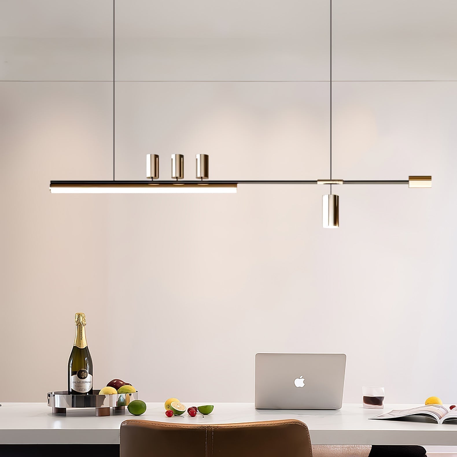 Modern Minimalist Linear LED Pendant Light for Kitchen Island and Dining Room