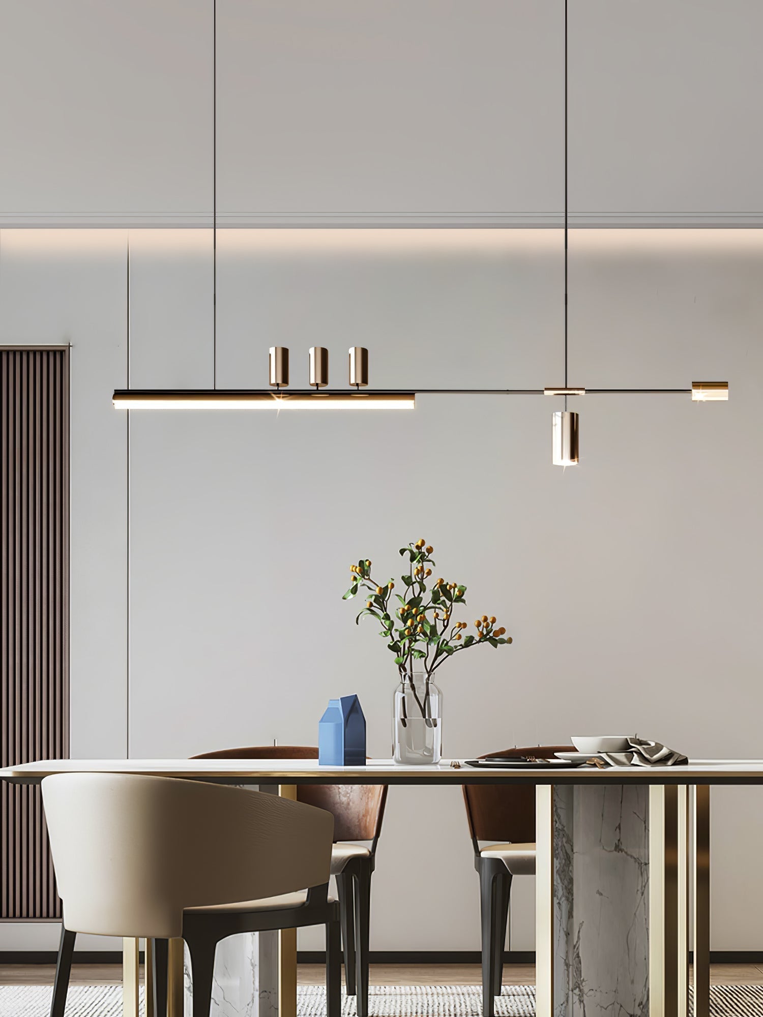 Modern Minimalist Linear LED Pendant Light for Kitchen Island and Dining Room