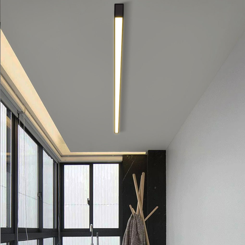 Modern Minimalist Linear LED Strip Ceiling Light Dimmable Flush Mount with Remote Control