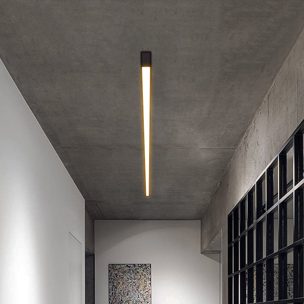 Modern Minimalist Linear LED Strip Ceiling Light Dimmable Flush Mount with Remote Control