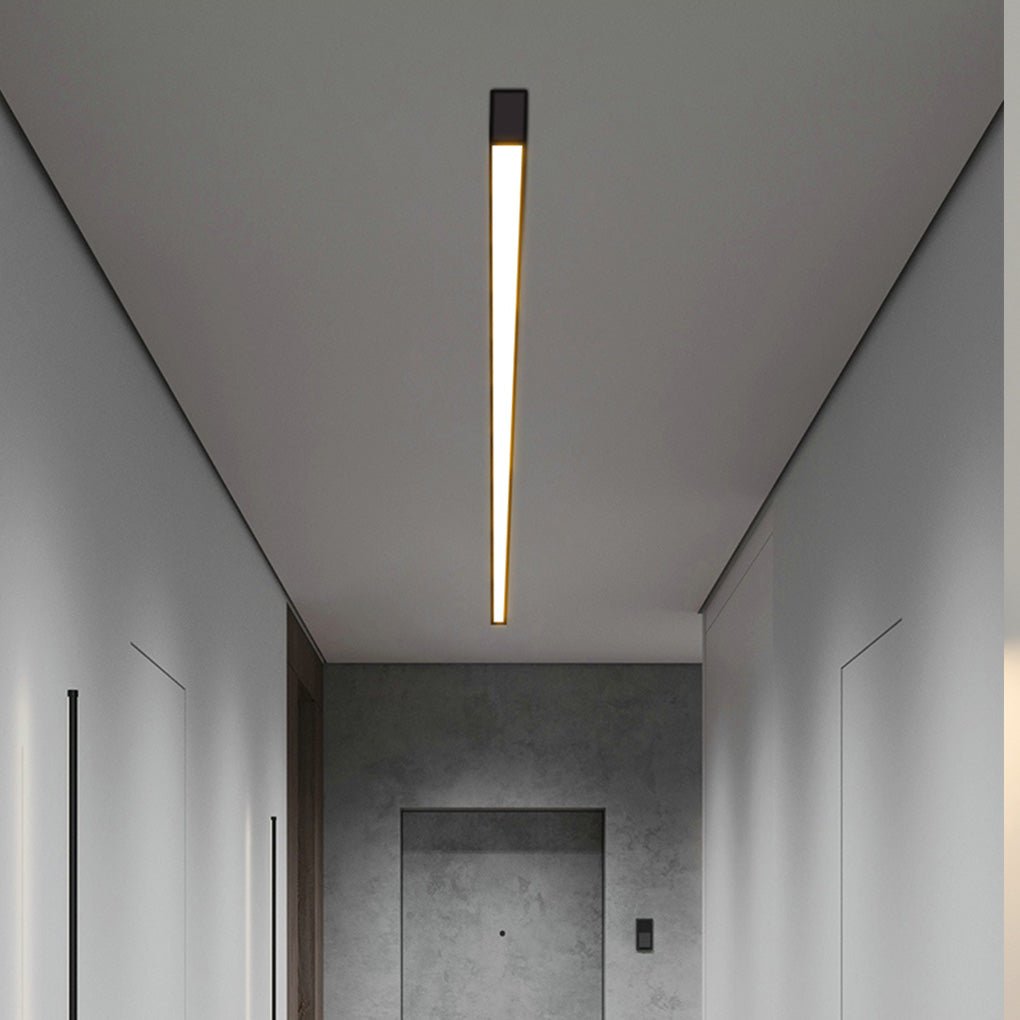 Modern Minimalist Linear LED Strip Ceiling Light Dimmable Flush Mount with Remote Control