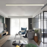 Modern Minimalist Linear LED Strip Ceiling Light Dimmable Flush Mount with Remote Control
