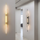 Modern Minimalist Linear LED Wall Sconce with Iron Grille and Acrylic Shade for Living Room