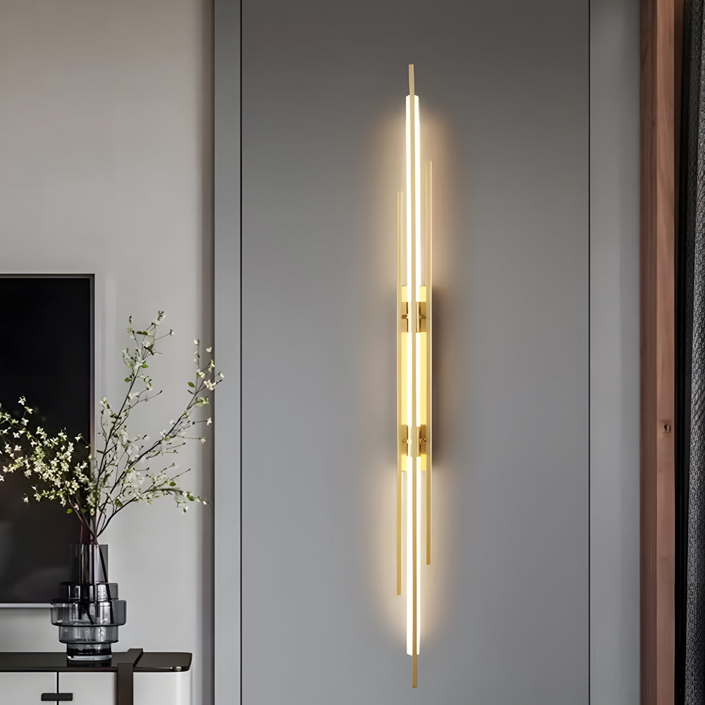 Modern Minimalist Linear LED Wall Sconce with Iron Grille and Acrylic Shade for Living Room