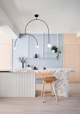 Modern Minimalist Linear Mobile Chandelier with Opal Glass Globes and Black Finish
