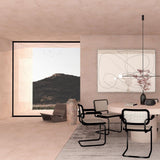 Modern Minimalist Linear Mobile Chandelier with Opal Glass Globes and Black Finish