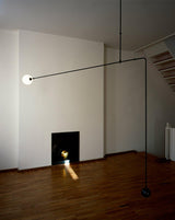 Modern Minimalist Linear Mobile Chandelier with Opal Glass Globes and Black Finish