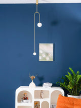 Modern Minimalist Linear Mobile Chandelier with Opal Glass Globes and Black Finish