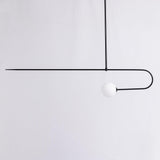 Modern Minimalist Linear Mobile Chandelier with Opal Glass Globes and Black Finish