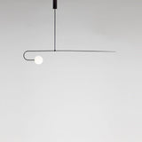 Modern Minimalist Linear Mobile Chandelier with Opal Glass Globes and Black Finish