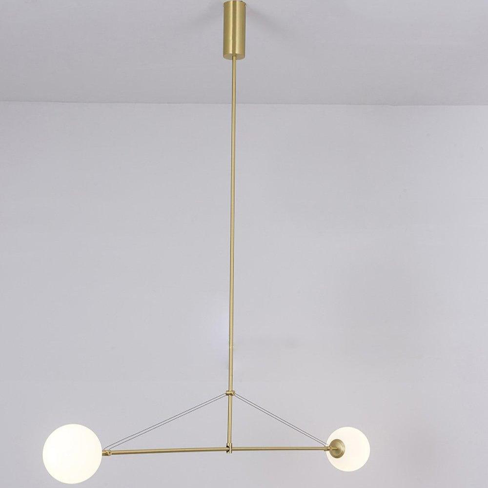 Modern Minimalist Linear Mobile Chandelier with Opal Glass Globes and Black Finish