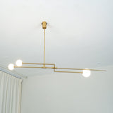 Modern Minimalist Linear Mobile Chandelier with Opal Glass Globes and Black Finish